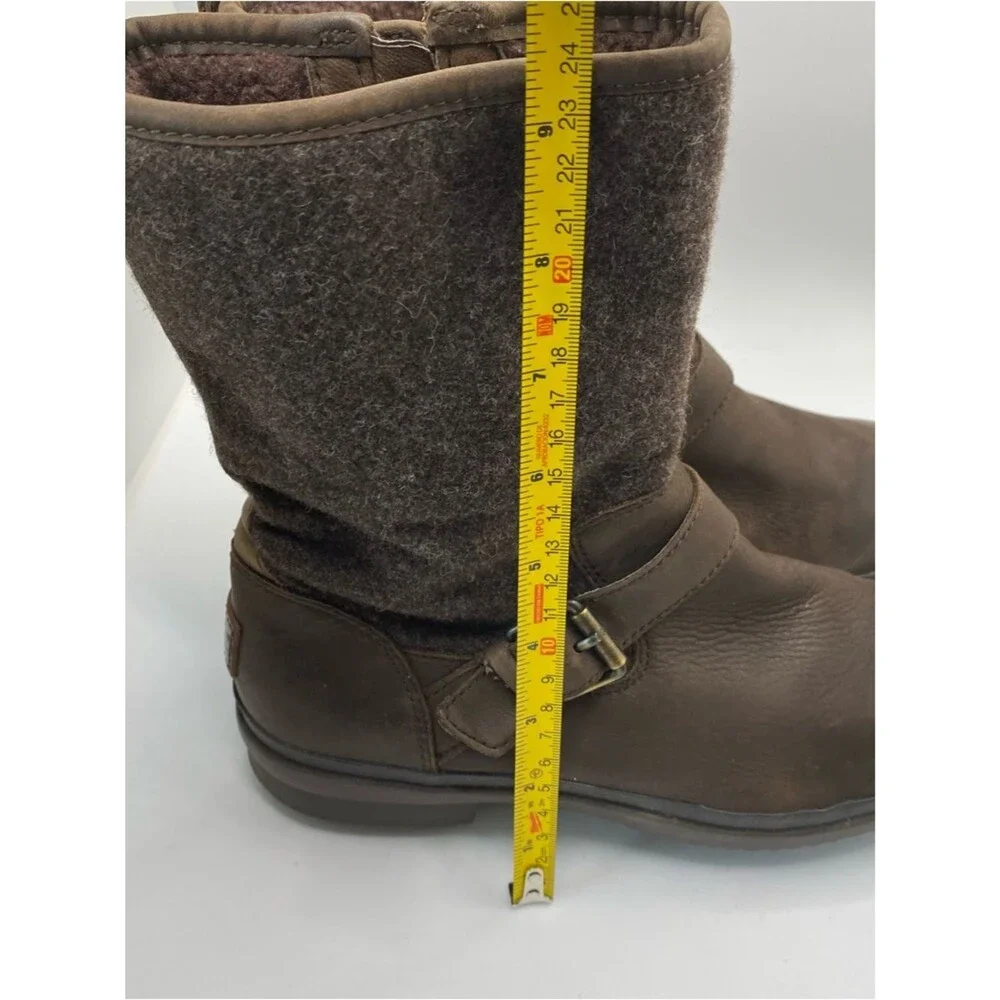 UGG Robbie Waterproof Leather Wool Winter Boots 8 Brown Buckle Gorpcore Cabincor